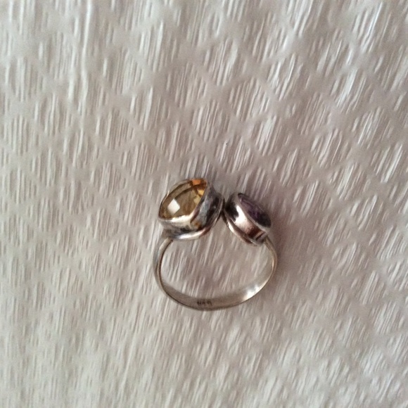 925 silver amethyst and Citrine ring - Picture 2 of 3